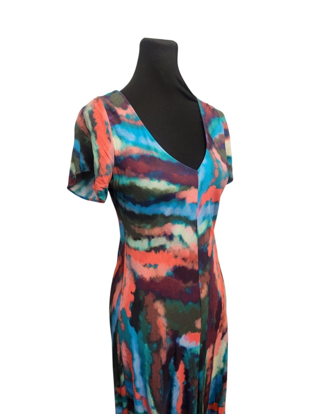 Soft Surroundings Maxi Zina Dress Small Colorful Tie Dye V Neck Short Sleeve - Picture 2 of 10